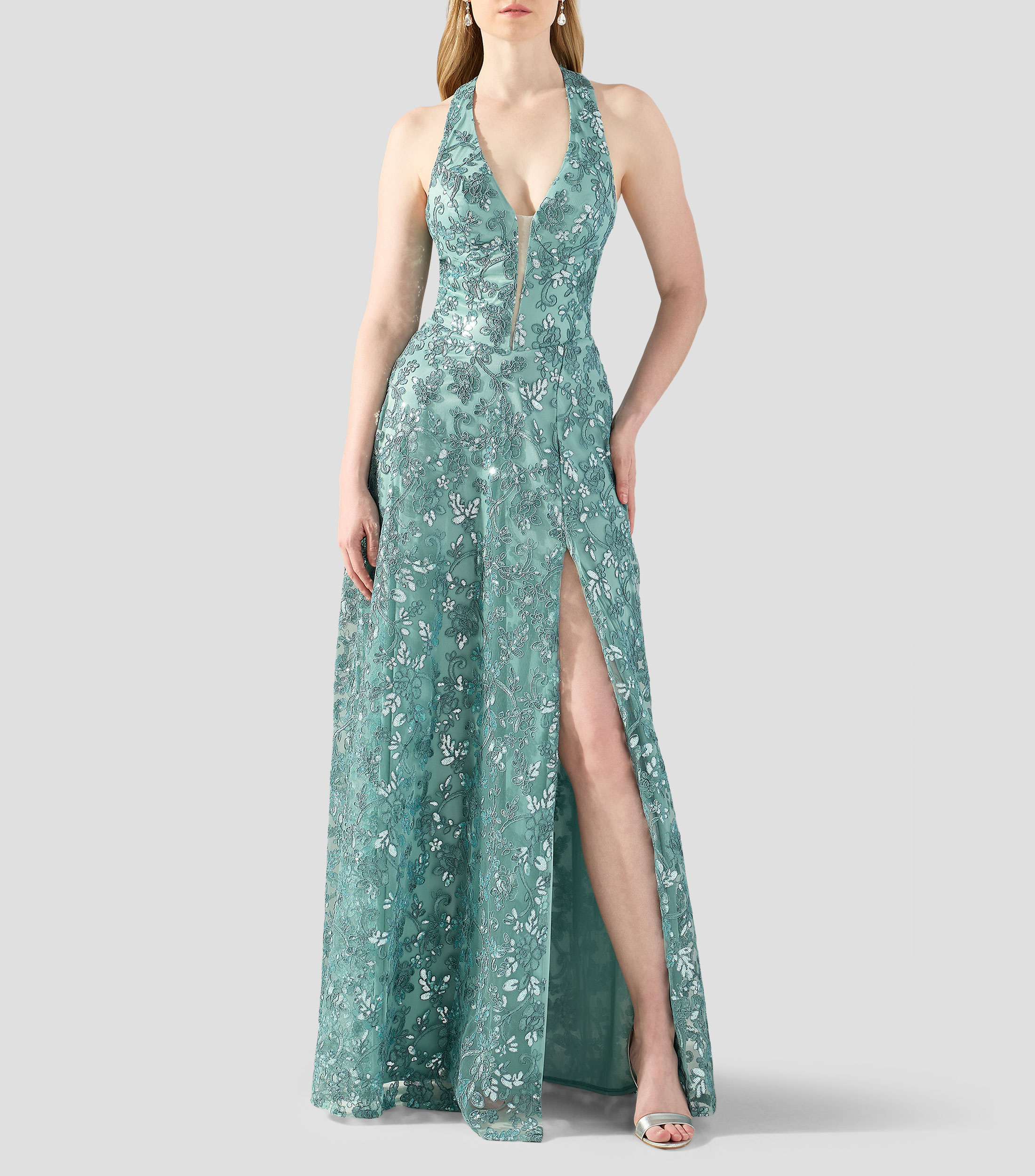 Vestido de fiesta maxi con lentejuelas Mujer